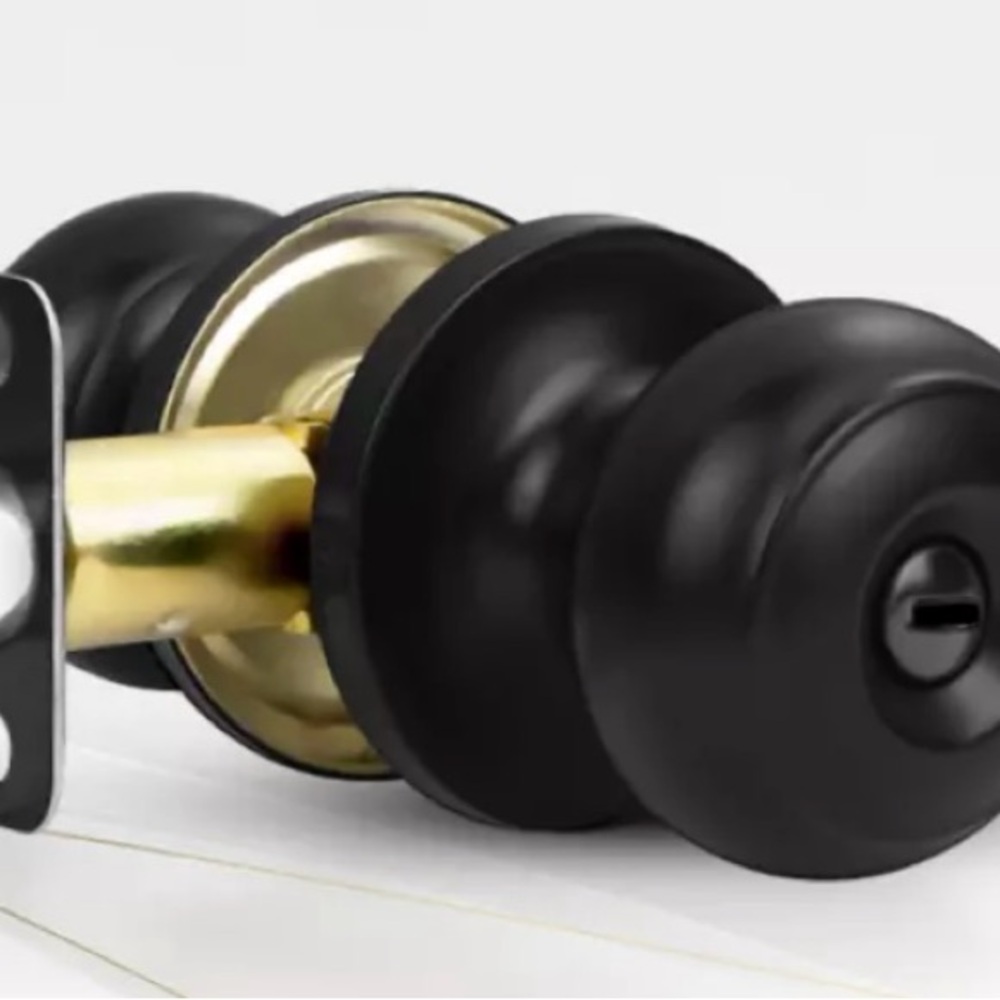 Matte Black Privacy Door Knob with Lock, Keyless Door Handle with Lock